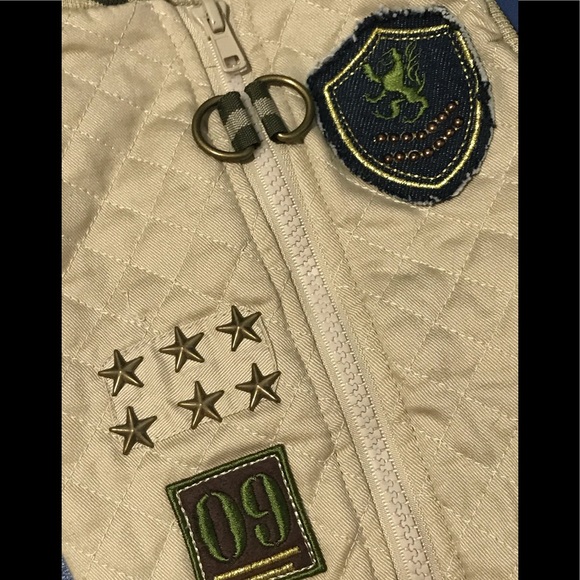 NWOT Beige twill quilted bomber jacket for dog - Picture 2 of 13